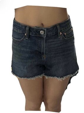 No Boundaries Dark Blue Denim Frayed Hem Shorts